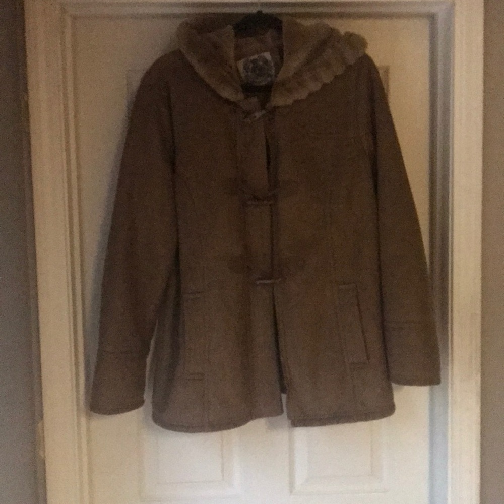 Esprit Suede-like & Faux fur coat
